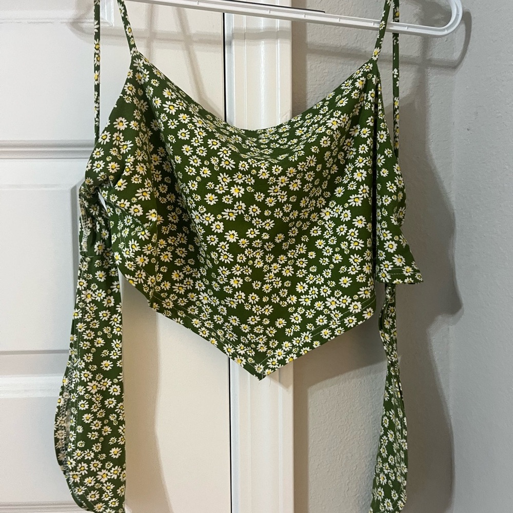 Blue Blush Green Asymmetrical Tie Front Camisole